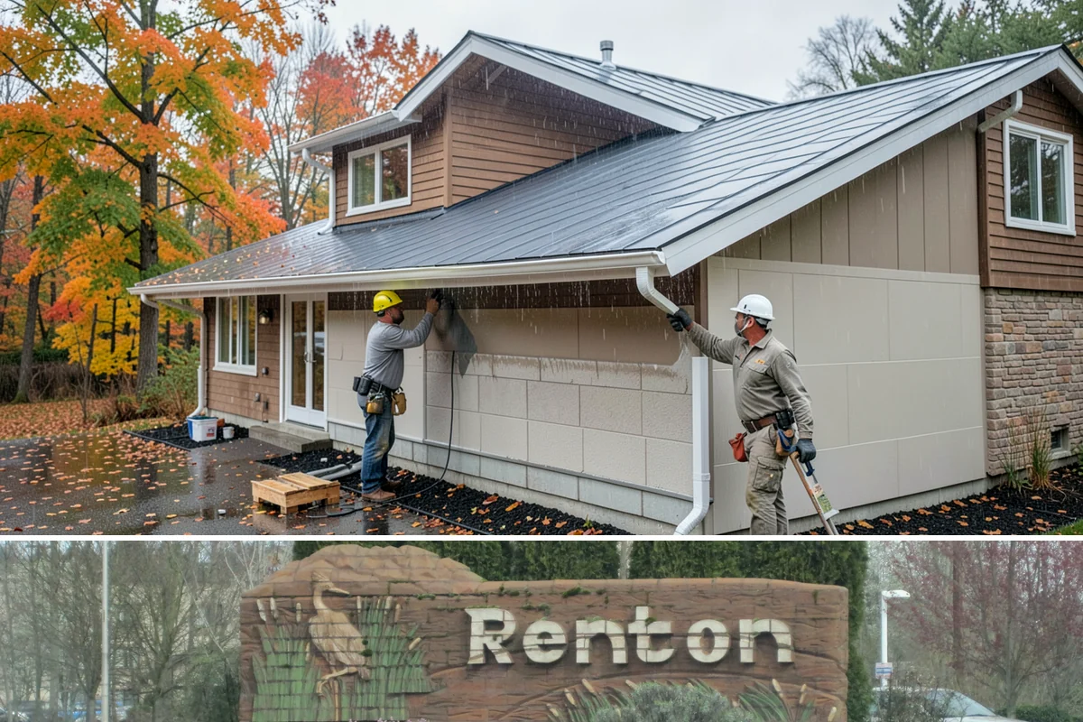 Range Hood Installation in Renton, King County, WA - Cutting an exterior vent penetration is best done during a dry stretch to seal the opening cleanly.