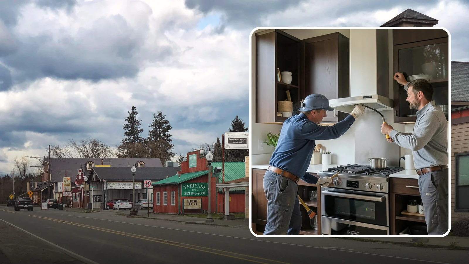 Range Hood Installation in Roy, Pierce County, WA - Installing a vented range hood to remove smoke, grease, and moisture from your kitchen air.