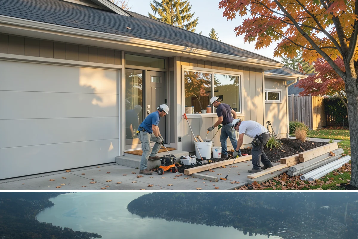 Range Hood Installation in Sammamish, King County, WA - Cutting an exterior vent penetration is best done during a dry stretch to seal the opening cleanly.