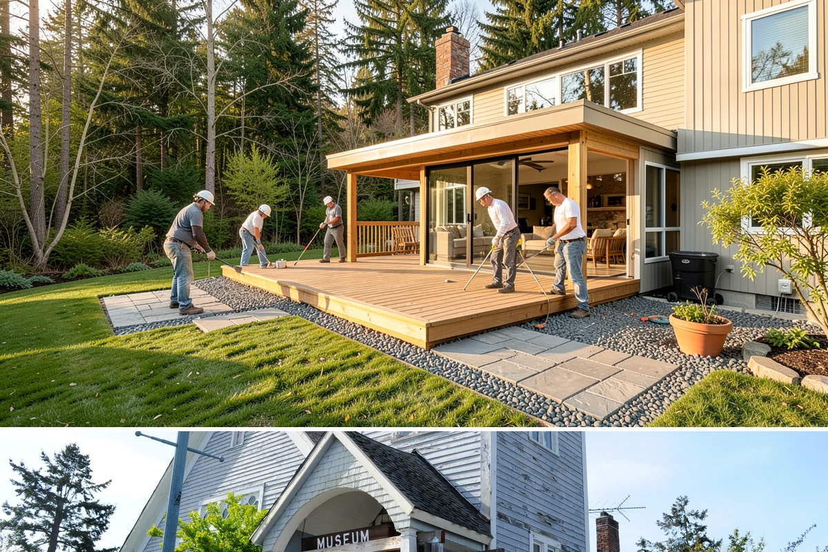 Range Hood Installation in Steilacoom, Pierce County, WA - Cutting an exterior vent penetration is best done during a dry stretch to seal the opening cleanly.