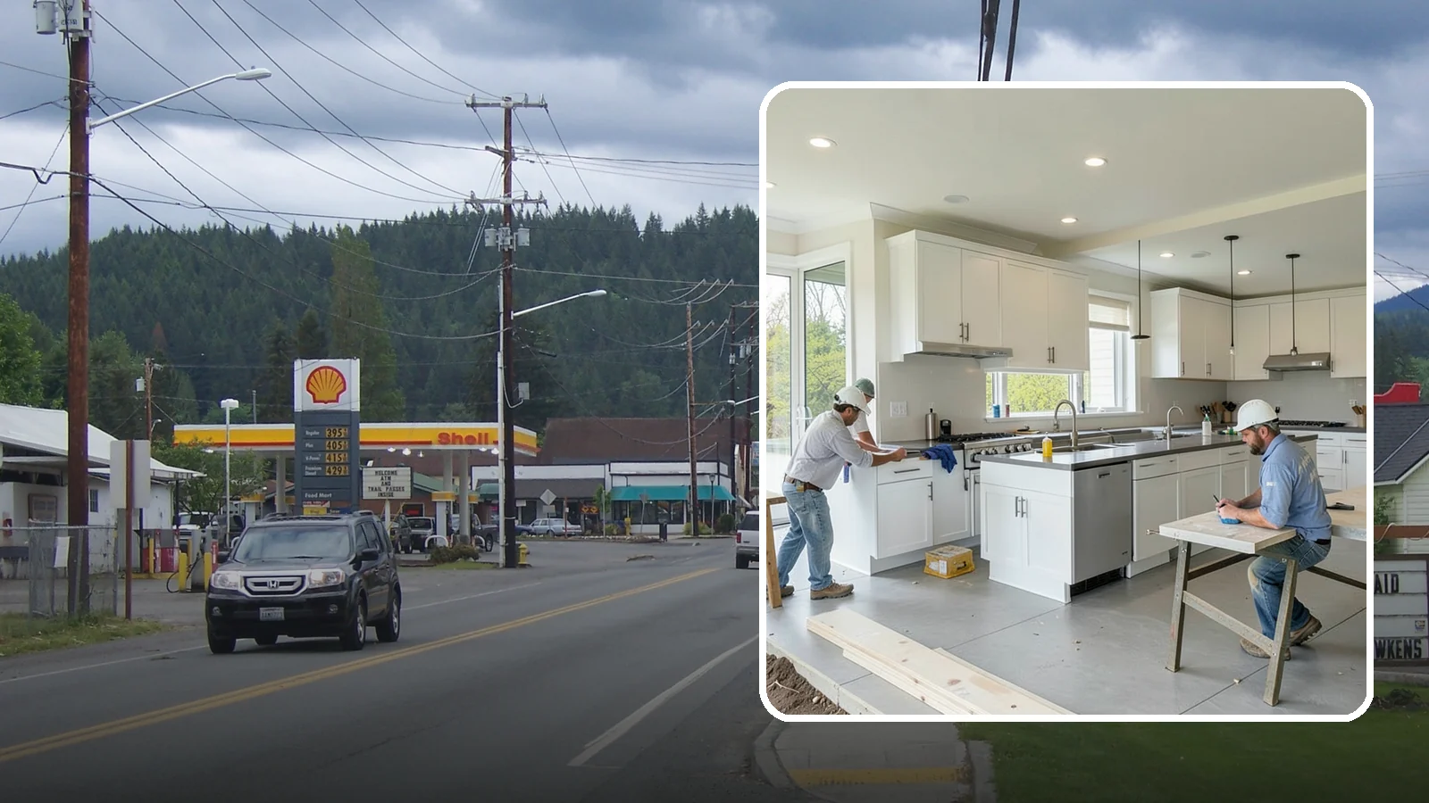 Restaurant Buildout in Granite Falls, Snohomish County, WA - Full construction of restaurant spaces including kitchens, dining rooms, and code systems.