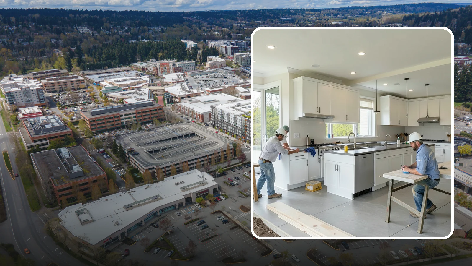 Restaurant Buildout in Redmond, King County, WA - Full construction of restaurant spaces including kitchens, dining rooms, and code systems.