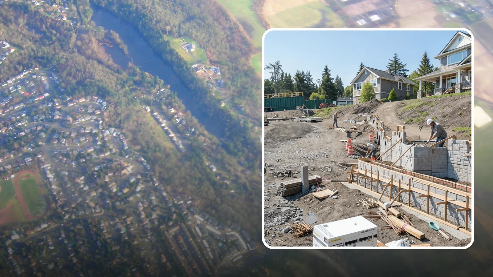 Retaining Wall Construction in Algona, King County, WA - Building an engineered wall that holds back soil on sloped Puget Sound lots and creates usable, stable ground.