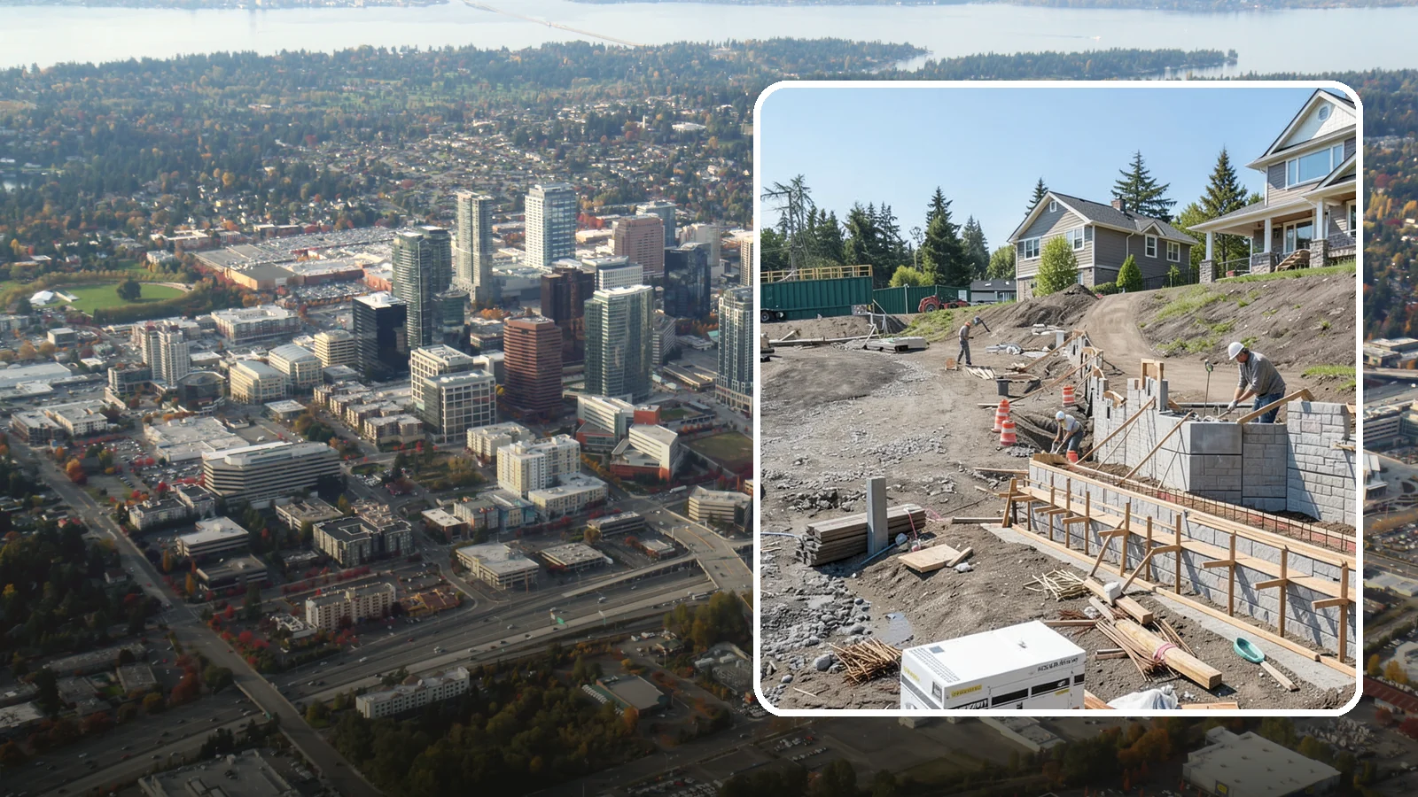 Retaining Wall Construction in Bellevue, King County, WA - Building an engineered wall that holds back soil on sloped Puget Sound lots and creates usable, stable ground.