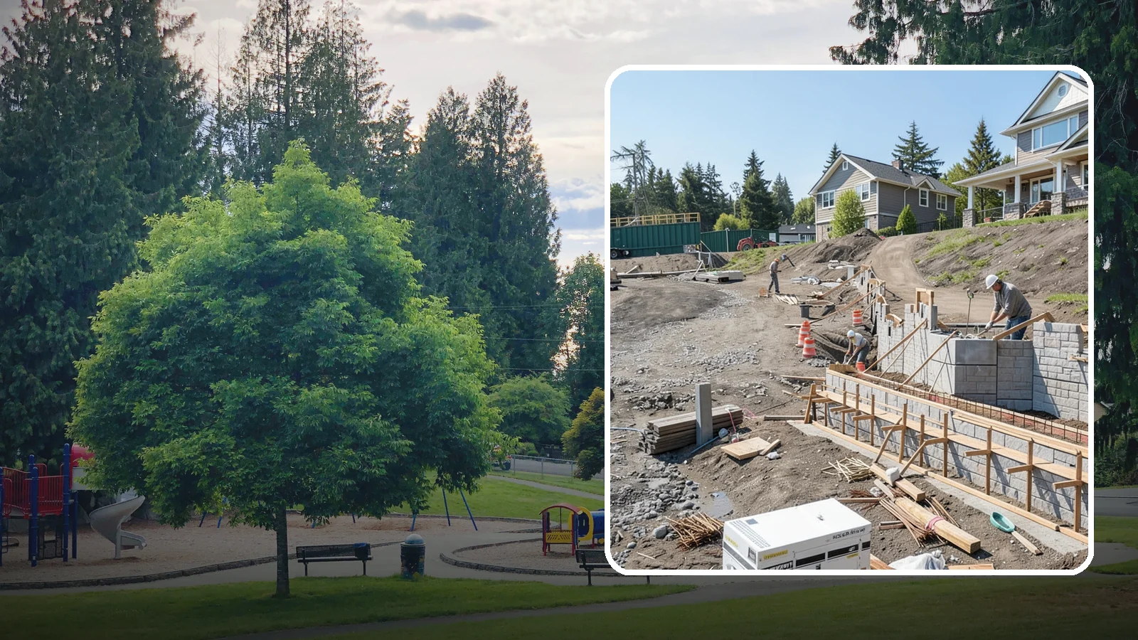 Retaining Wall Construction in Bonney Lake, Pierce County, WA - Building an engineered wall that holds back soil on sloped Puget Sound lots and creates usable, stable ground.