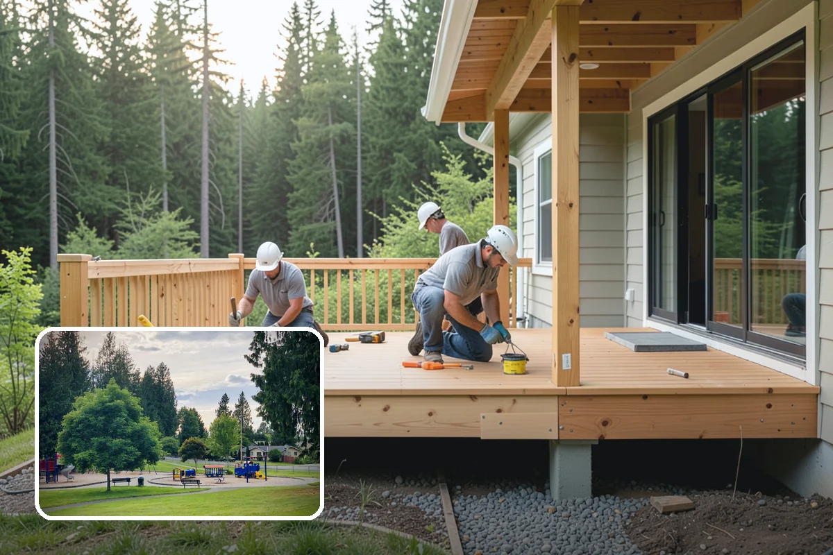 Retaining Wall Construction in Bonney Lake, Pierce County, WA - Creates level, usable space on a sloped lot