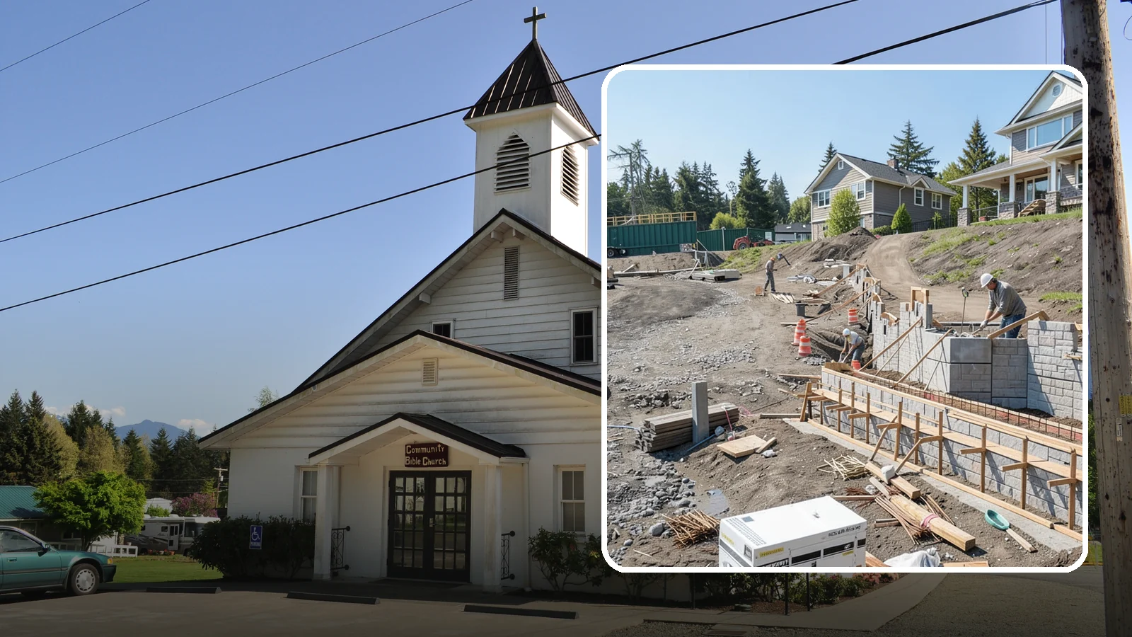 Retaining Wall Construction in Concrete, Skagit County, WA - Building an engineered wall that holds back soil on sloped Puget Sound lots and creates usable, stable ground.