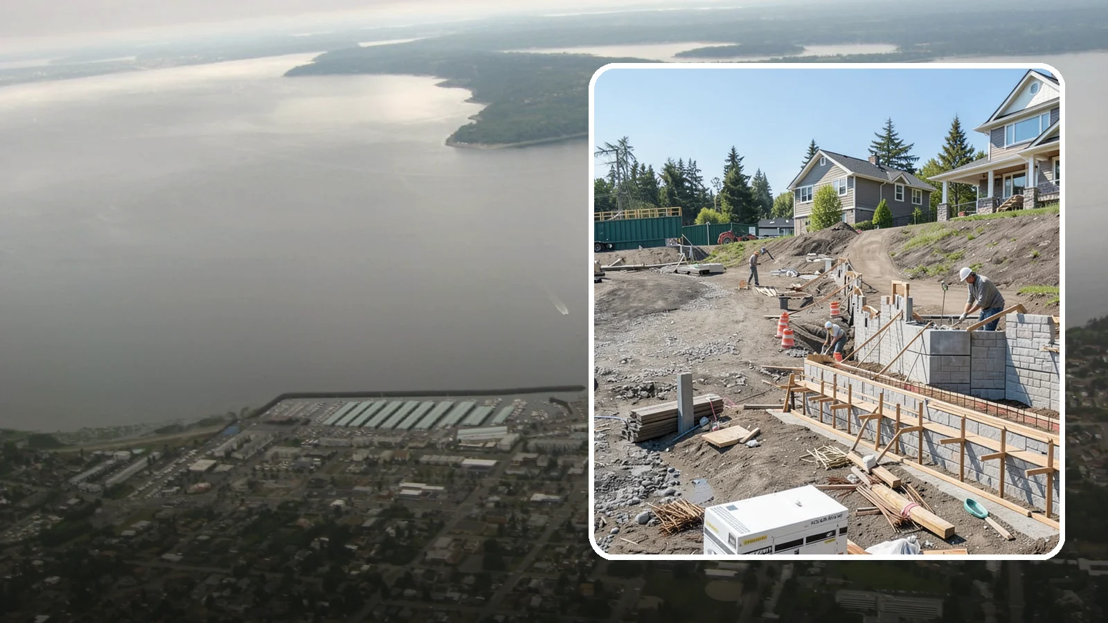 Retaining Wall Construction in Des Moines, King County, WA - Building an engineered wall that holds back soil on sloped Puget Sound lots and creates usable, stable ground.