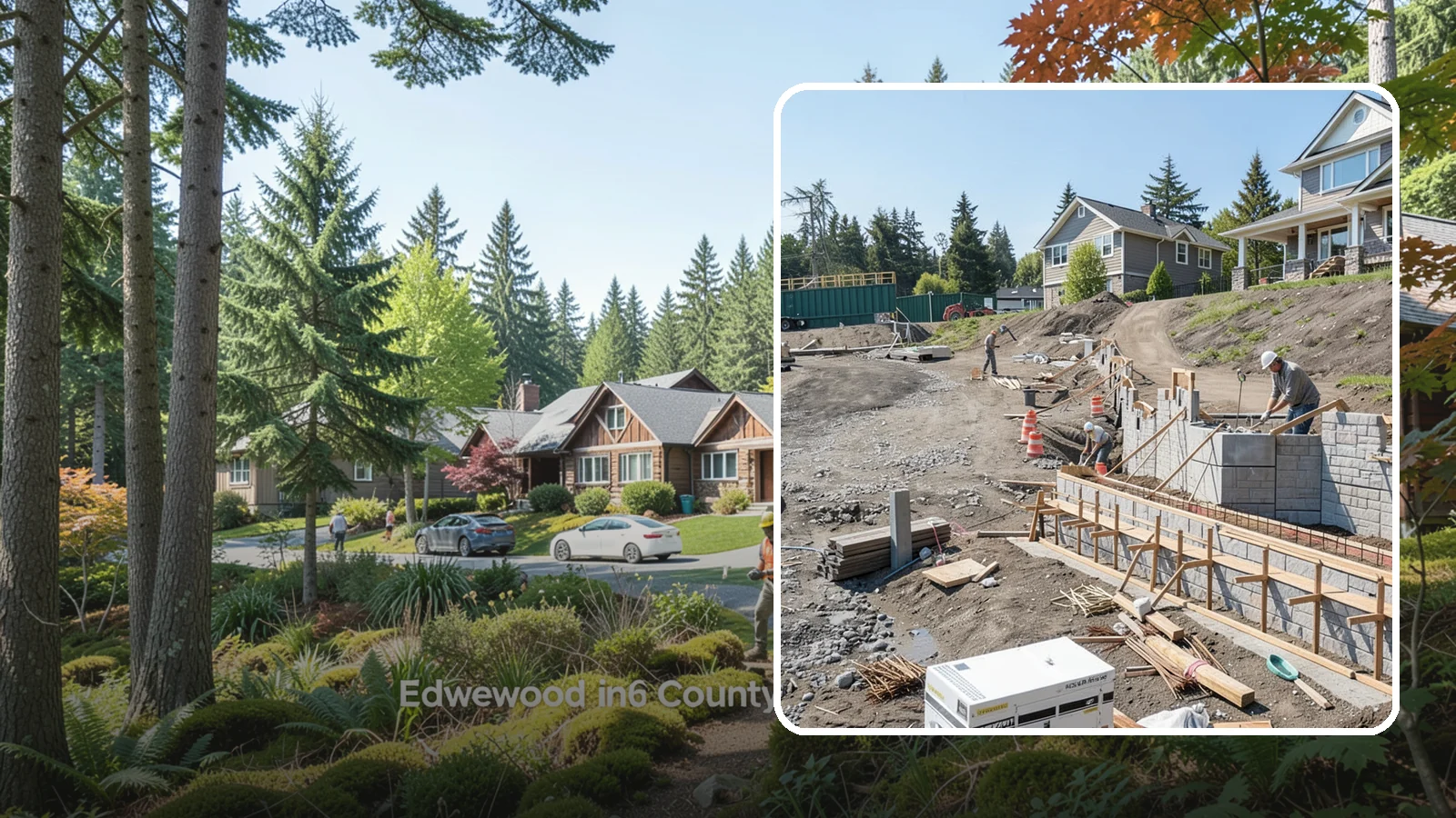 Retaining Wall Construction in Edgewood, Pierce County, WA - Building an engineered wall that holds back soil on sloped Puget Sound lots and creates usable, stable ground.