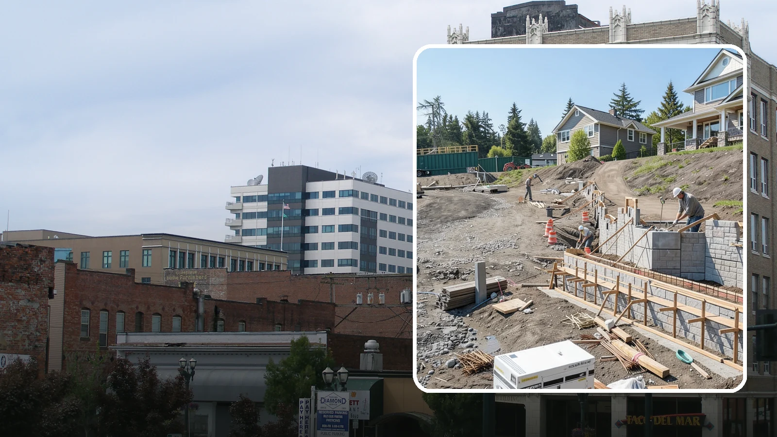 Retaining Wall Construction in Everett, Snohomish County, WA - Building an engineered wall that holds back soil on sloped Puget Sound lots and creates usable, stable ground.