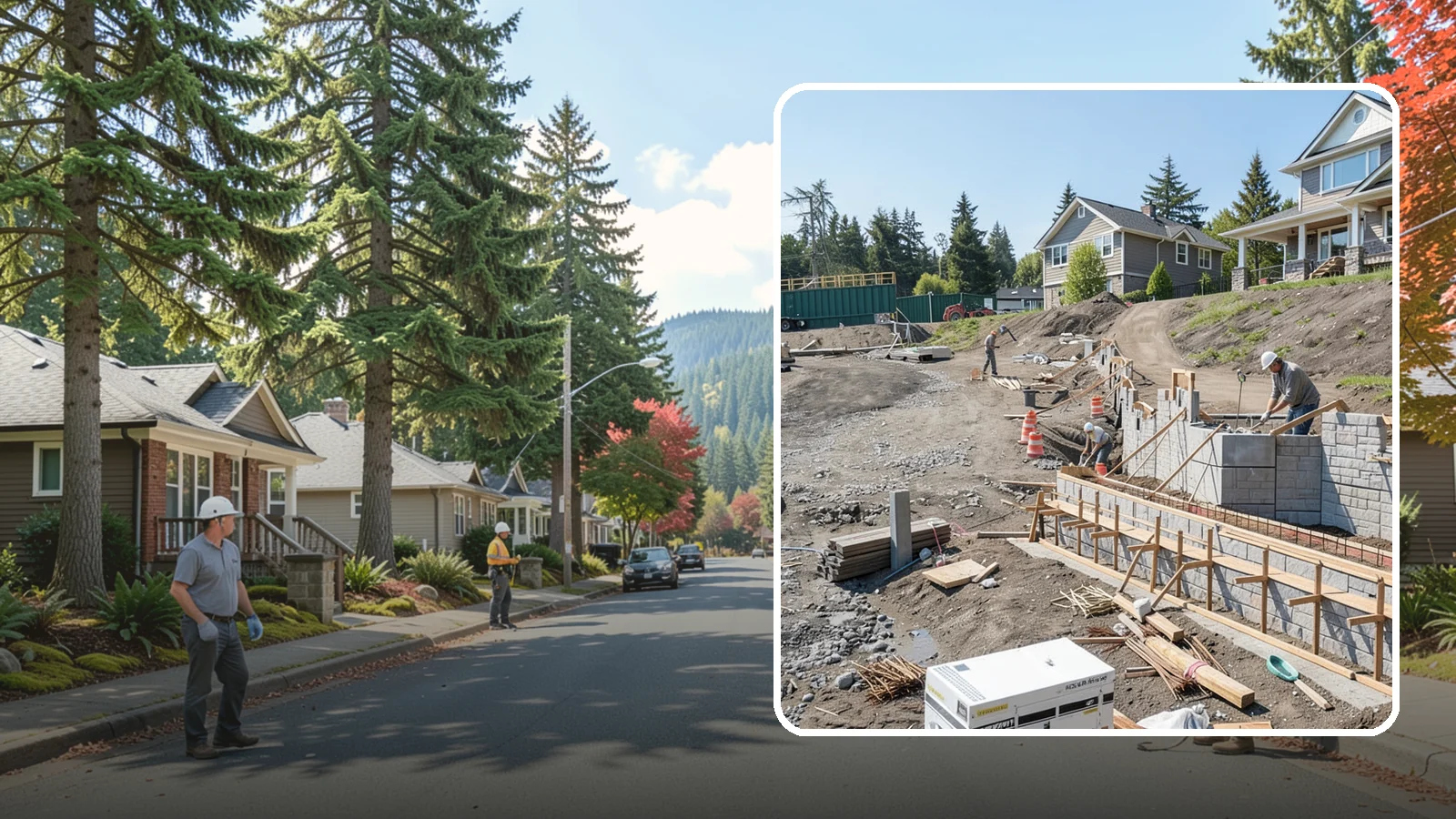 Retaining Wall Construction in Hunts Point, King County, WA - Building an engineered wall that holds back soil on sloped Puget Sound lots and creates usable, stable ground.