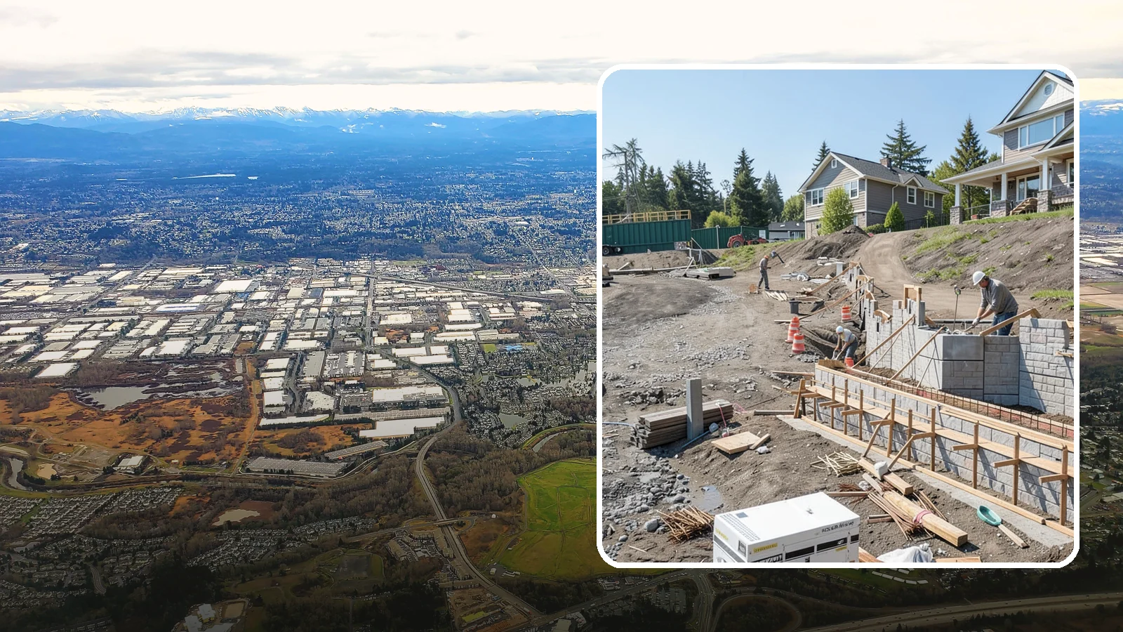 Retaining Wall Construction in Kent, King County, WA - Building an engineered wall that holds back soil on sloped Puget Sound lots and creates usable, stable ground.