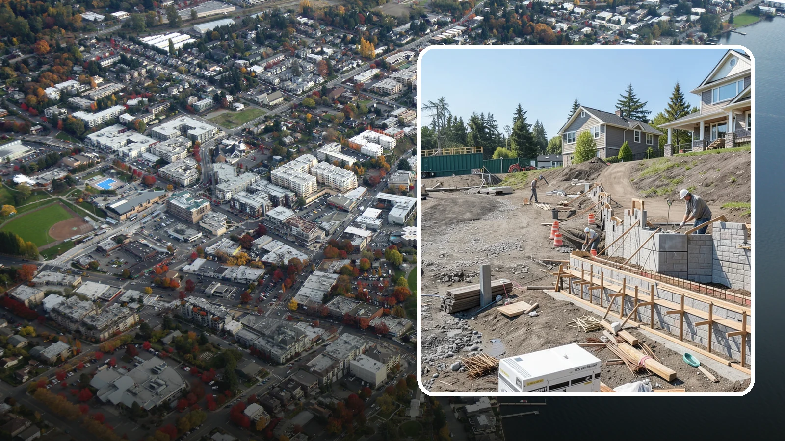 Retaining Wall Construction in Kirkland, King County, WA - Building an engineered wall that holds back soil on sloped Puget Sound lots and creates usable, stable ground.