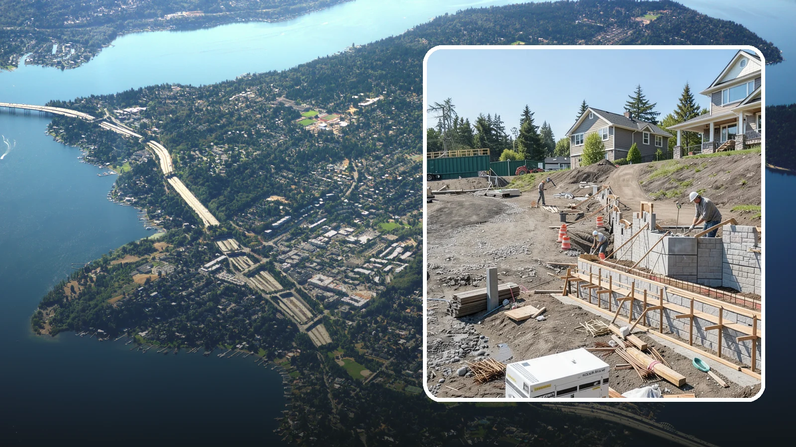 Retaining Wall Construction in Mercer Island, King County, WA - Building an engineered wall that holds back soil on sloped Puget Sound lots and creates usable, stable ground.