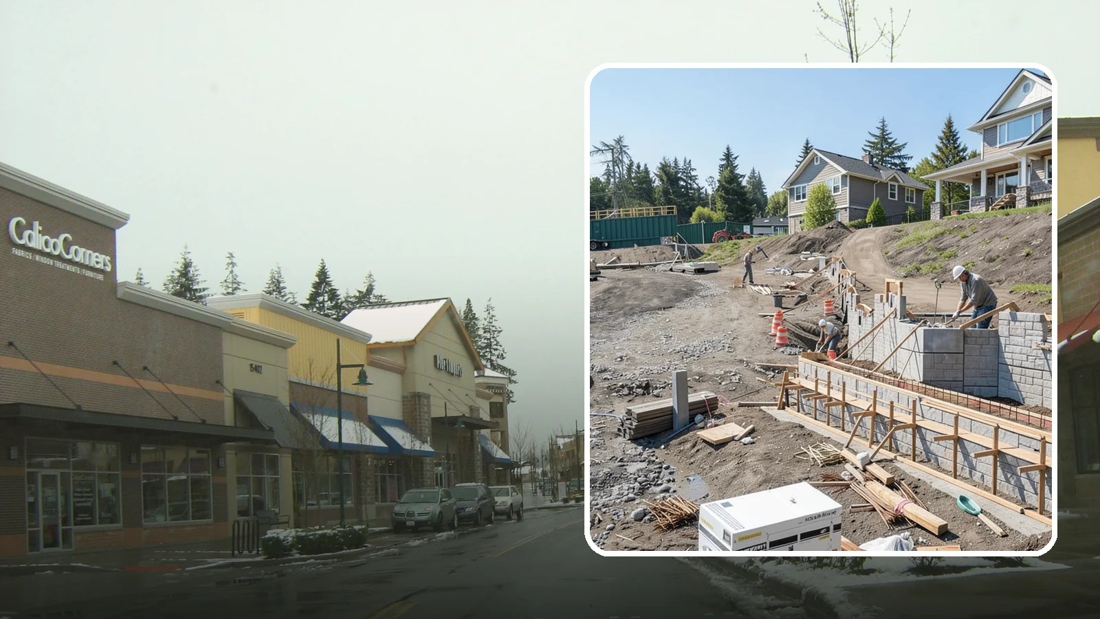 Retaining Wall Construction in Mill Creek, Snohomish County, WA - Building an engineered wall that holds back soil on sloped Puget Sound lots and creates usable, stable ground.