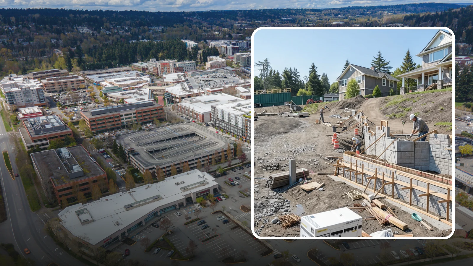 Retaining Wall Construction in Redmond, King County, WA - Building an engineered wall that holds back soil on sloped Puget Sound lots and creates usable, stable ground.