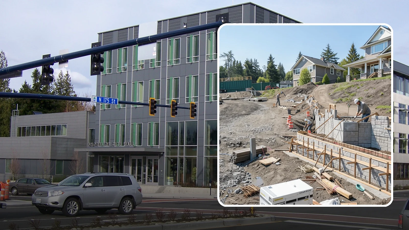 Retaining Wall Construction in Shoreline, King County, WA - Building an engineered wall that holds back soil on sloped Puget Sound lots and creates usable, stable ground.