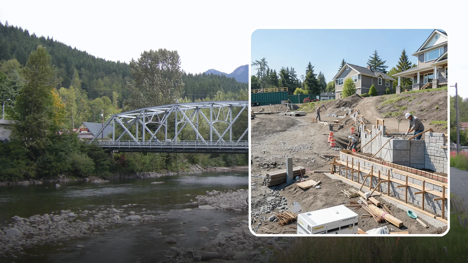 Retaining Wall Construction in Skykomish, King County, WA - Building an engineered wall that holds back soil on sloped Puget Sound lots and creates usable, stable ground.