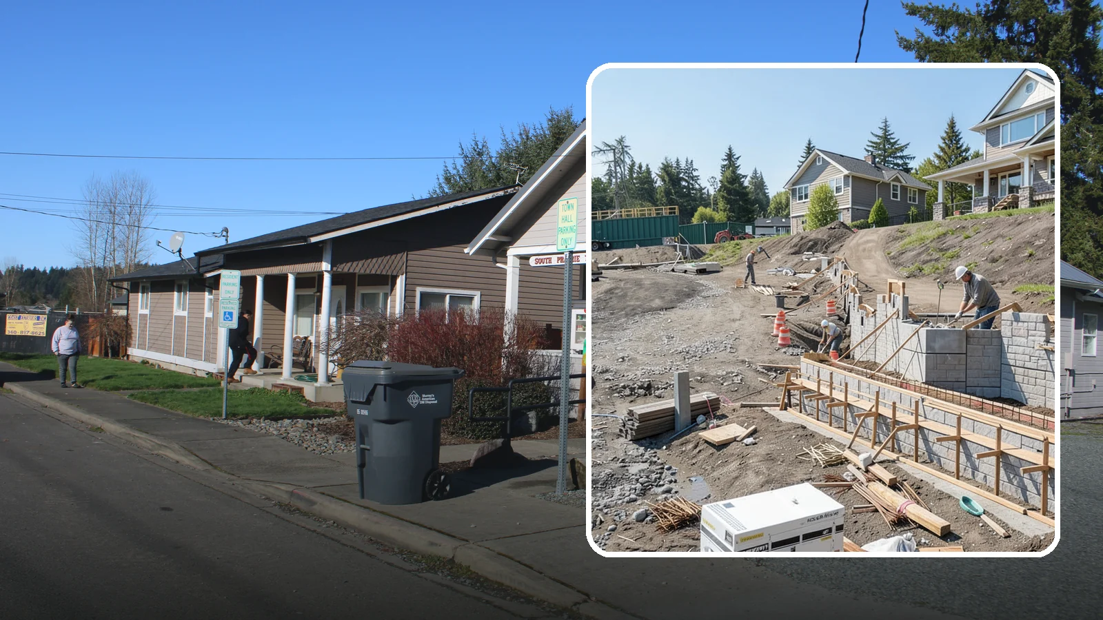 Retaining Wall Construction in South Prairie, Pierce County, WA - Building an engineered wall that holds back soil on sloped Puget Sound lots and creates usable, stable ground.