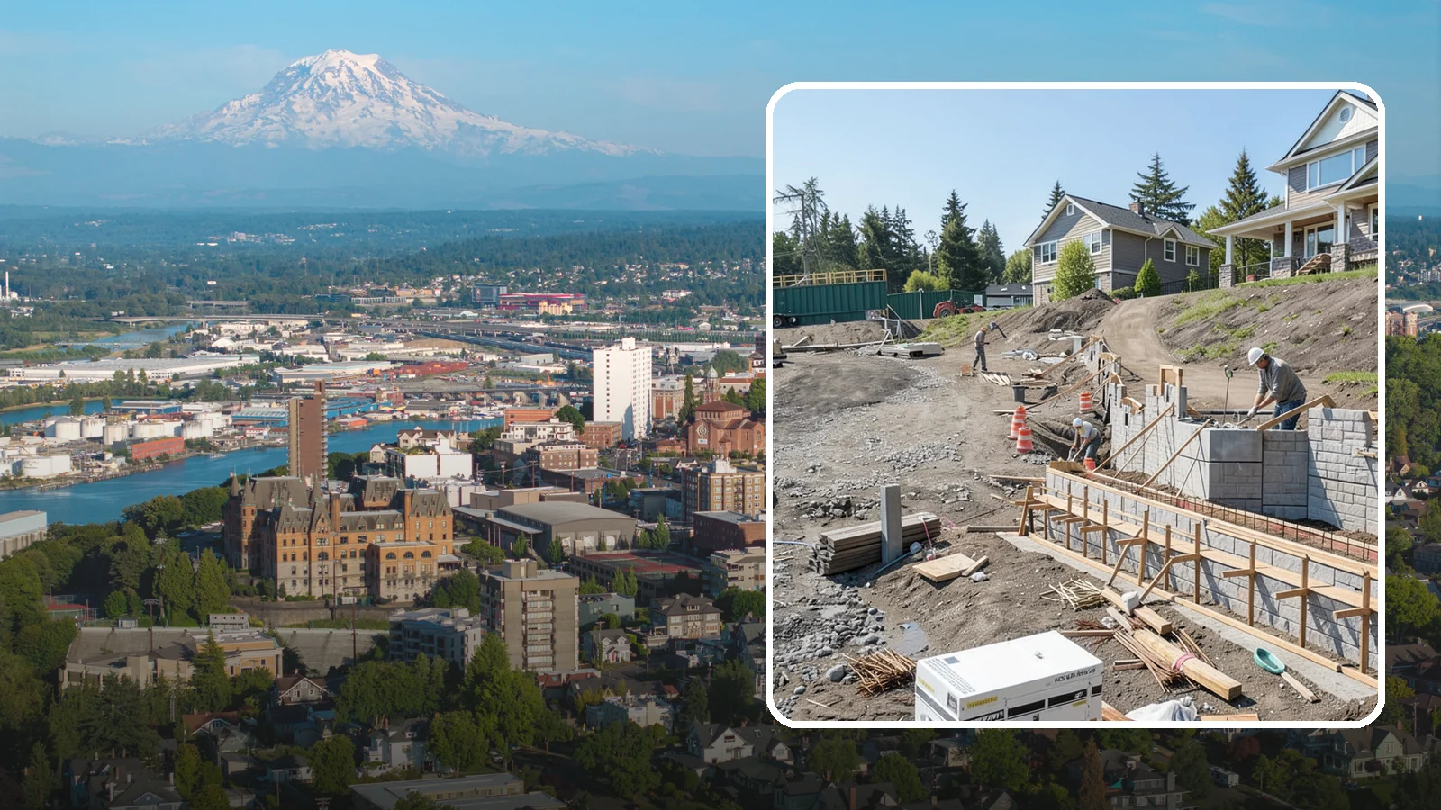 Retaining Wall Construction in Tacoma, Pierce County, WA - Building an engineered wall that holds back soil on sloped Puget Sound lots and creates usable, stable ground.