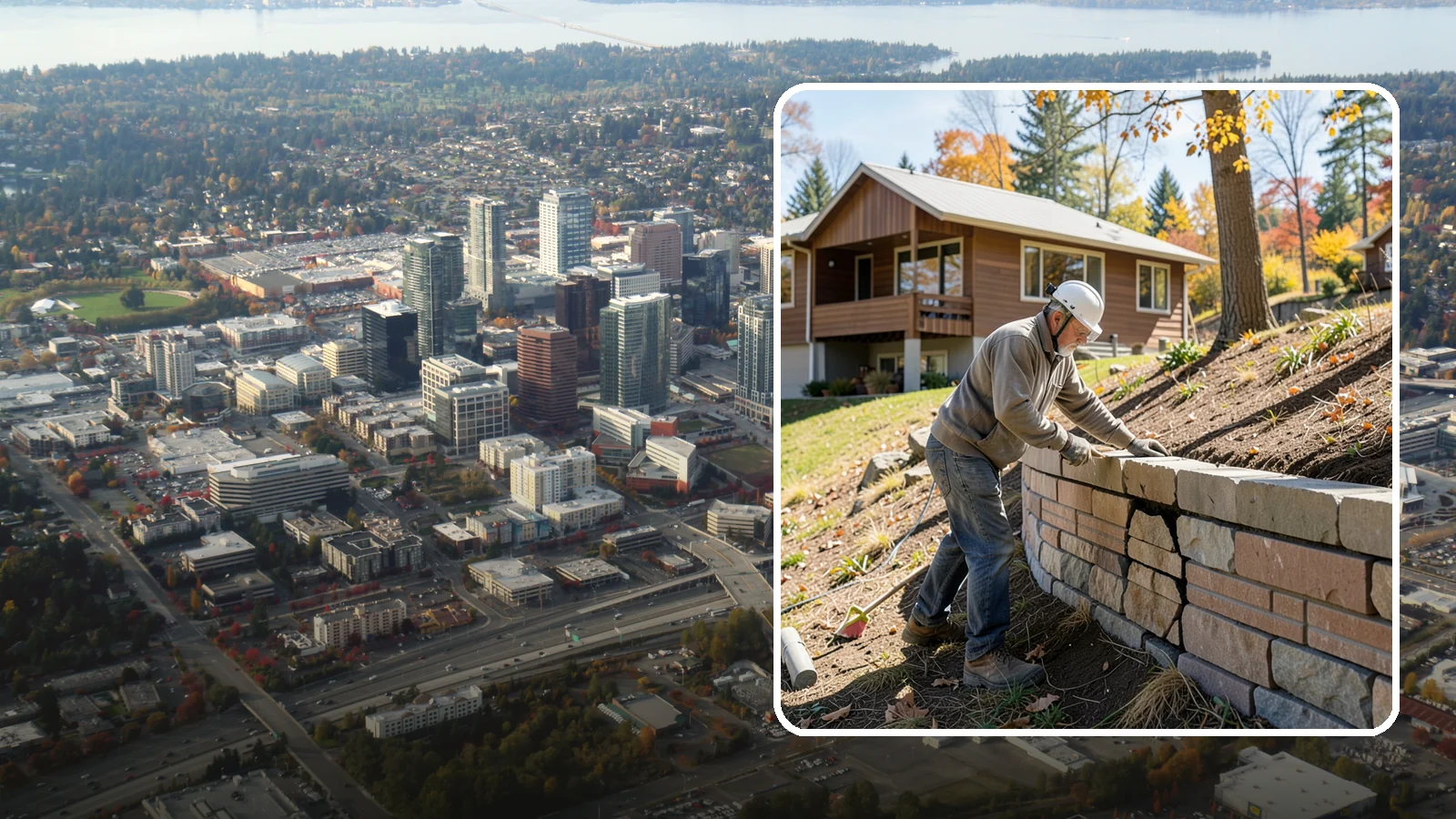 Retaining Wall Repair in Bellevue, King County, WA - Diagnosing and fixing leaning, cracking, or bulging retaining walls before they fail and damage your property.