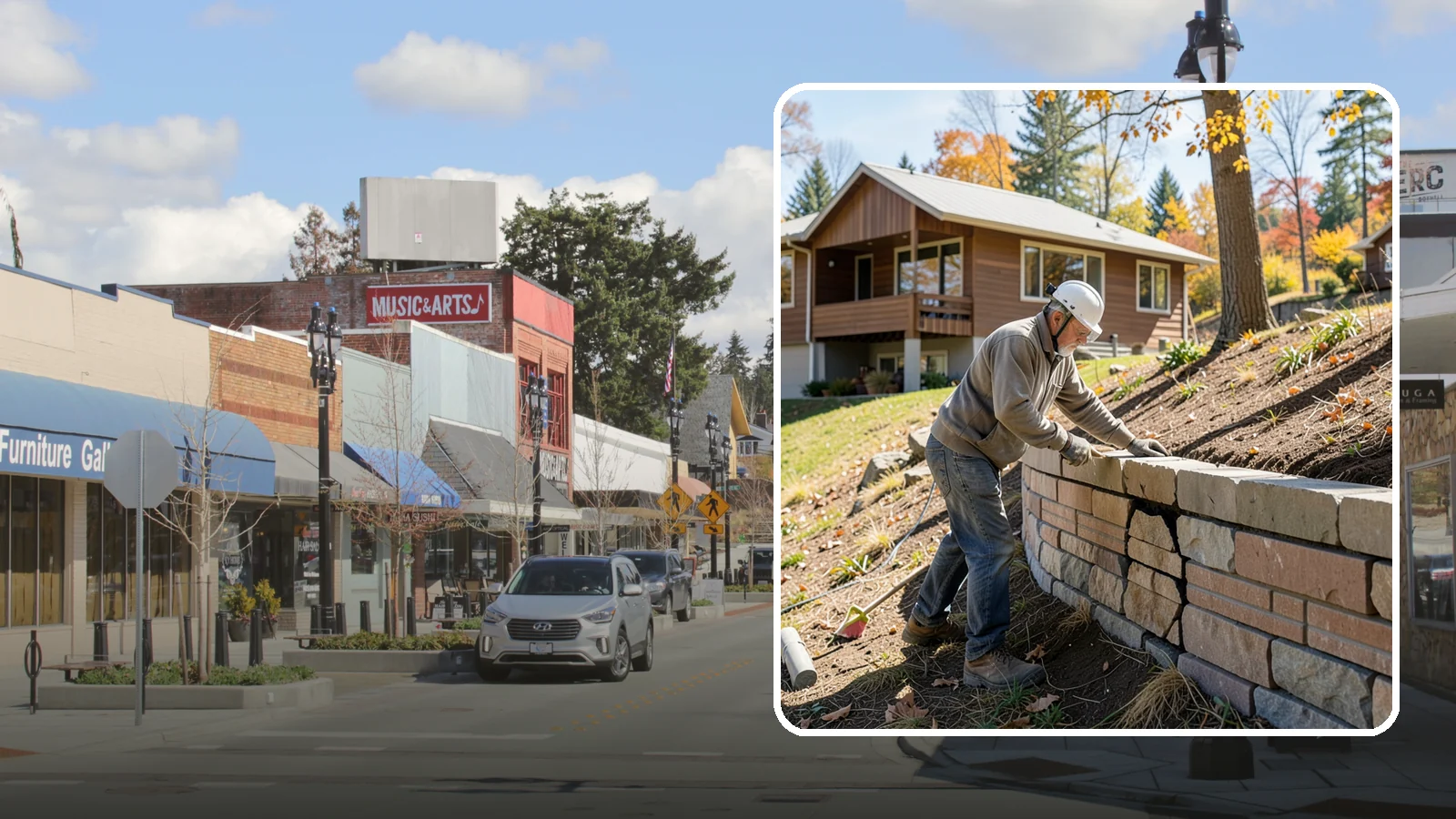 Retaining Wall Repair in Bothell, King County, WA - Diagnosing and fixing leaning, cracking, or bulging retaining walls before they fail and damage your property.