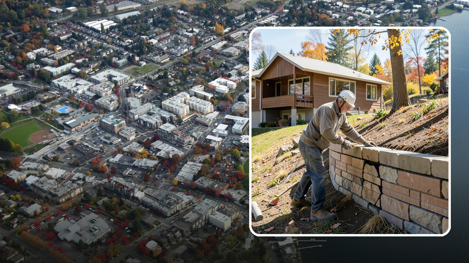 Retaining Wall Repair in Kirkland, King County, WA - Diagnosing and fixing leaning, cracking, or bulging retaining walls before they fail and damage your property.