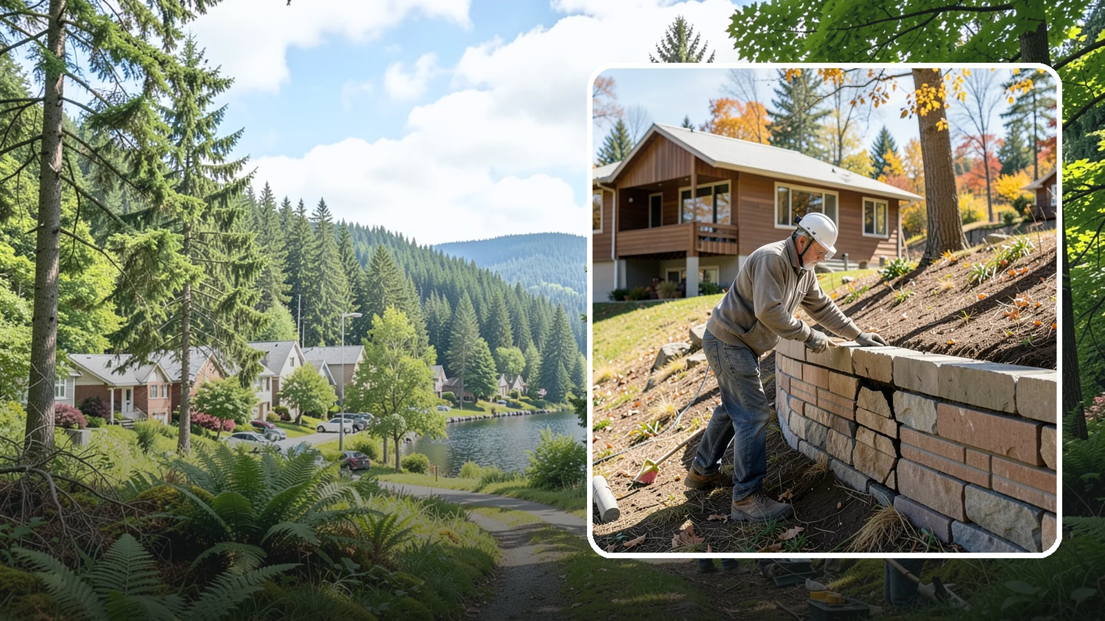 Retaining Wall Repair in Lake Forest Park, King County, WA - Diagnosing and fixing leaning, cracking, or bulging retaining walls before they fail and damage your property.