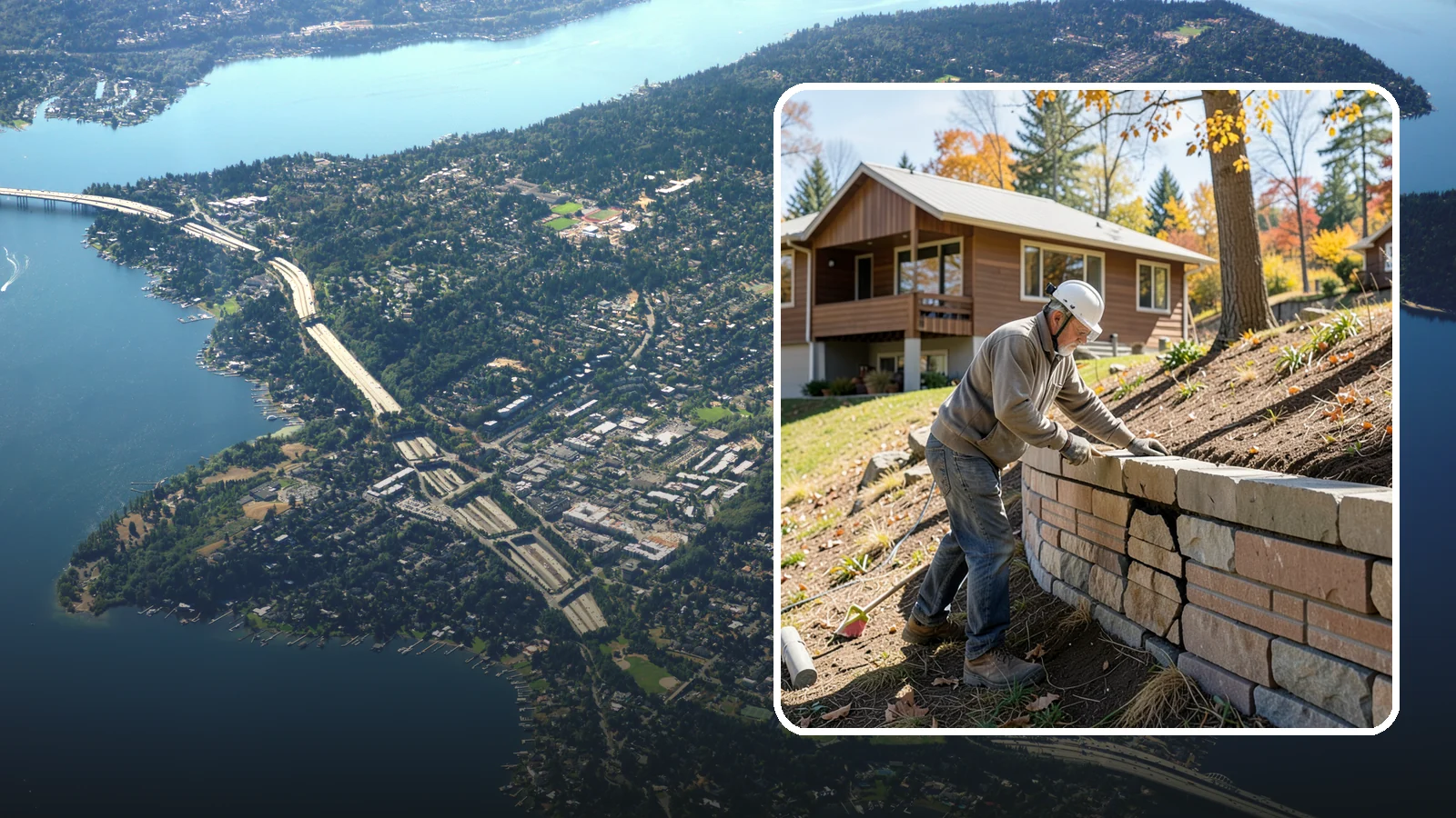 Retaining Wall Repair in Mercer Island, King County, WA - Diagnosing and fixing leaning, cracking, or bulging retaining walls before they fail and damage your property.