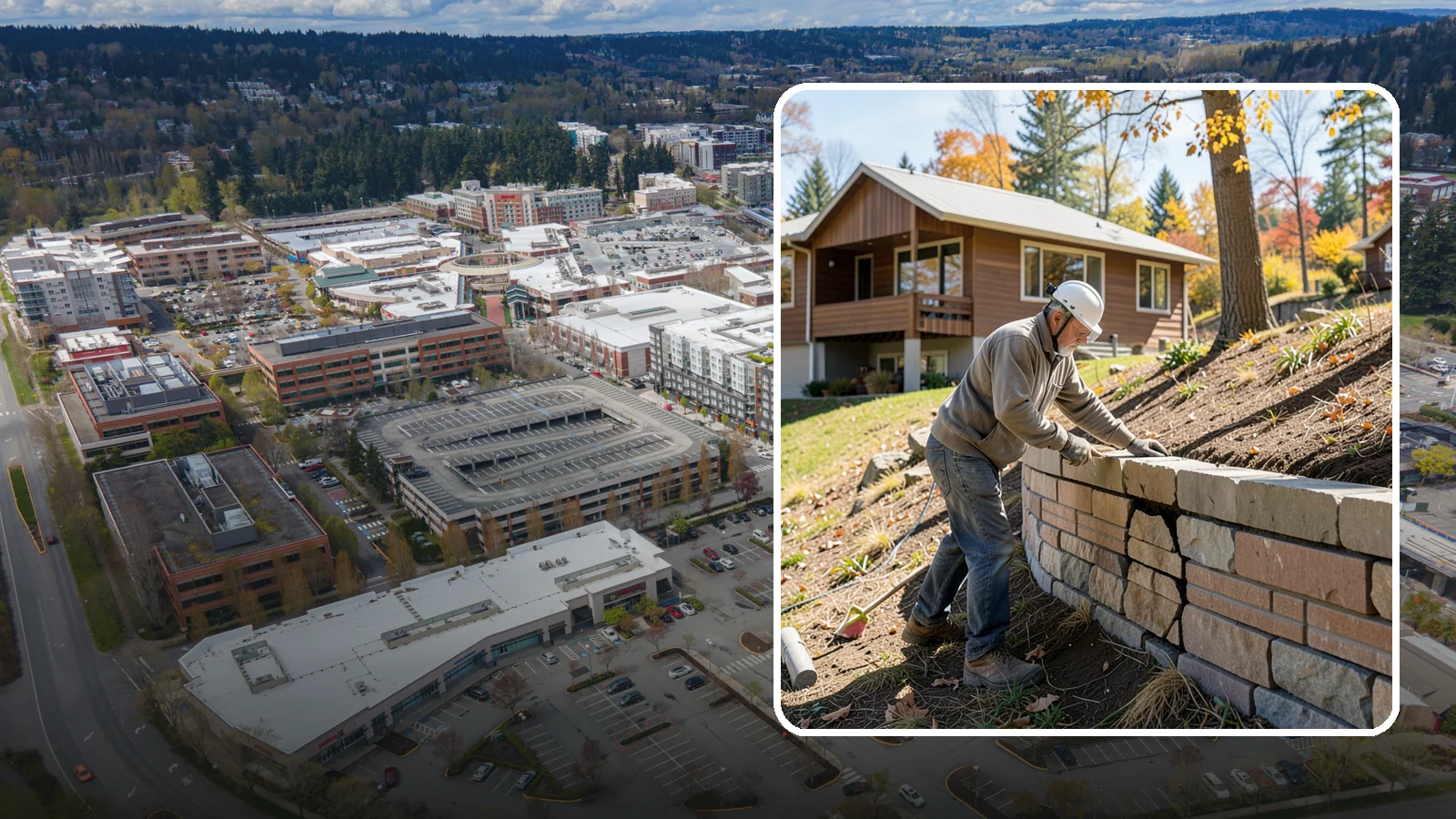 Retaining Wall Repair in Redmond, King County, WA - Diagnosing and fixing leaning, cracking, or bulging retaining walls before they fail and damage your property.
