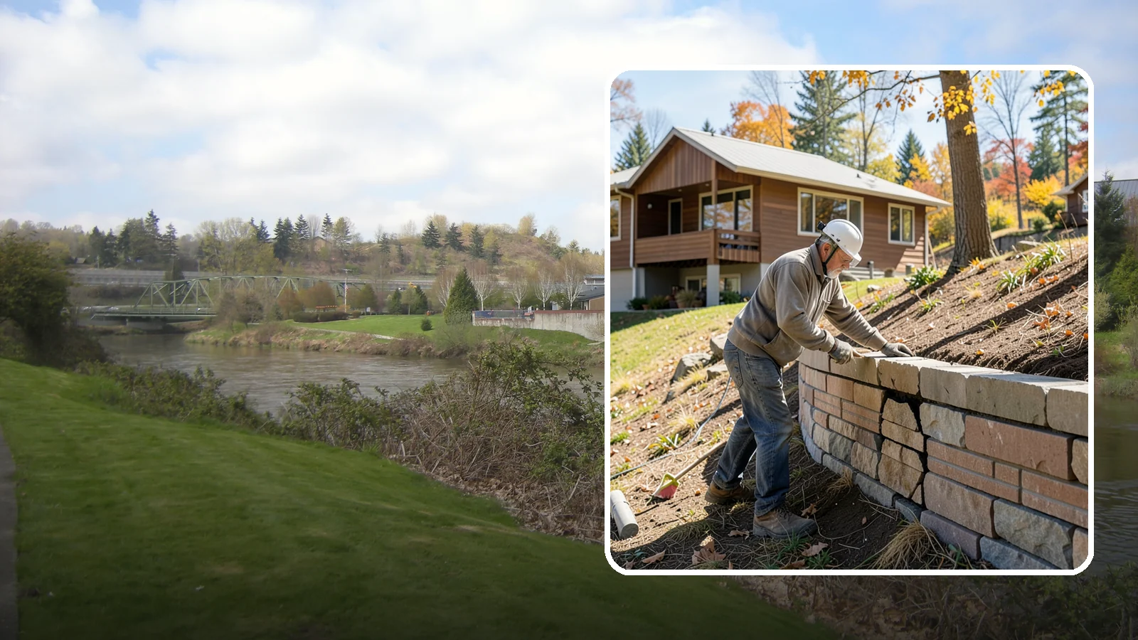 Retaining Wall Repair in Tukwila, King County, WA - Diagnosing and fixing leaning, cracking, or bulging retaining walls before they fail and damage your property.