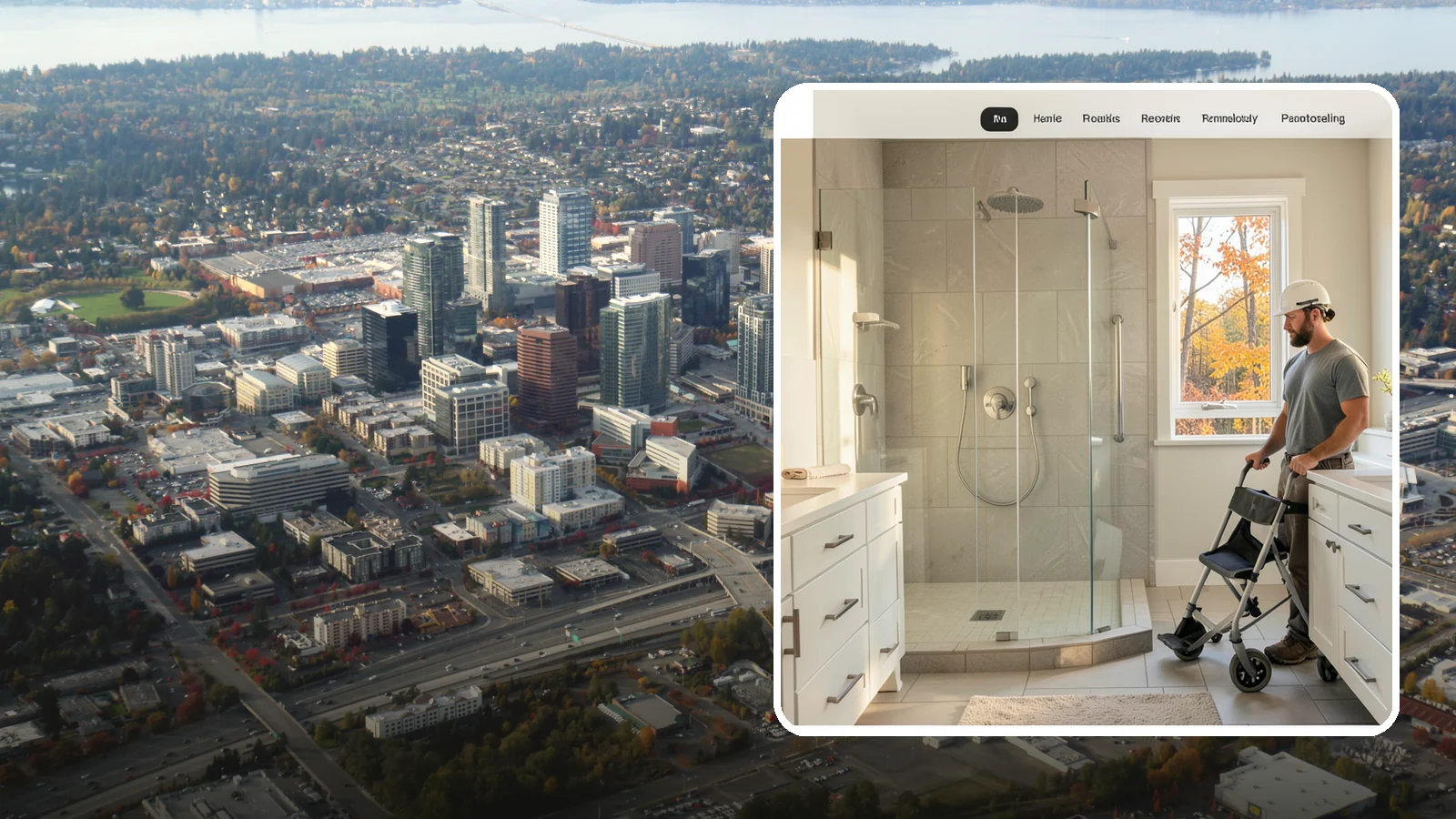 Roll-In Shower Installation in Bellevue, King County, WA - We build curbless roll-in showers that let a wheelchair or walker enter without a single step.