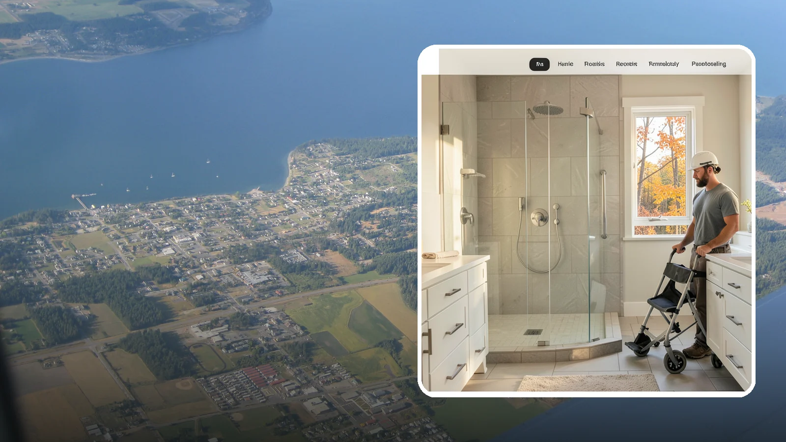 Roll-In Shower Installation in Coupeville, Island County, WA - We build curbless roll-in showers that let a wheelchair or walker enter without a single step.