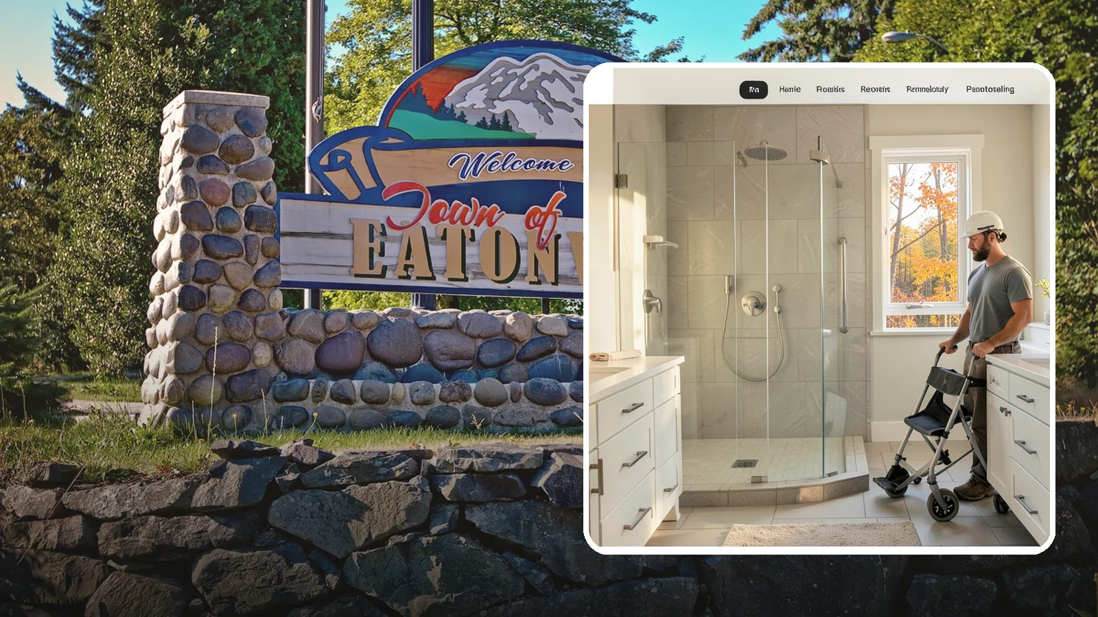 Roll-In Shower Installation in Eatonville, Pierce County, WA - We build curbless roll-in showers that let a wheelchair or walker enter without a single step.
