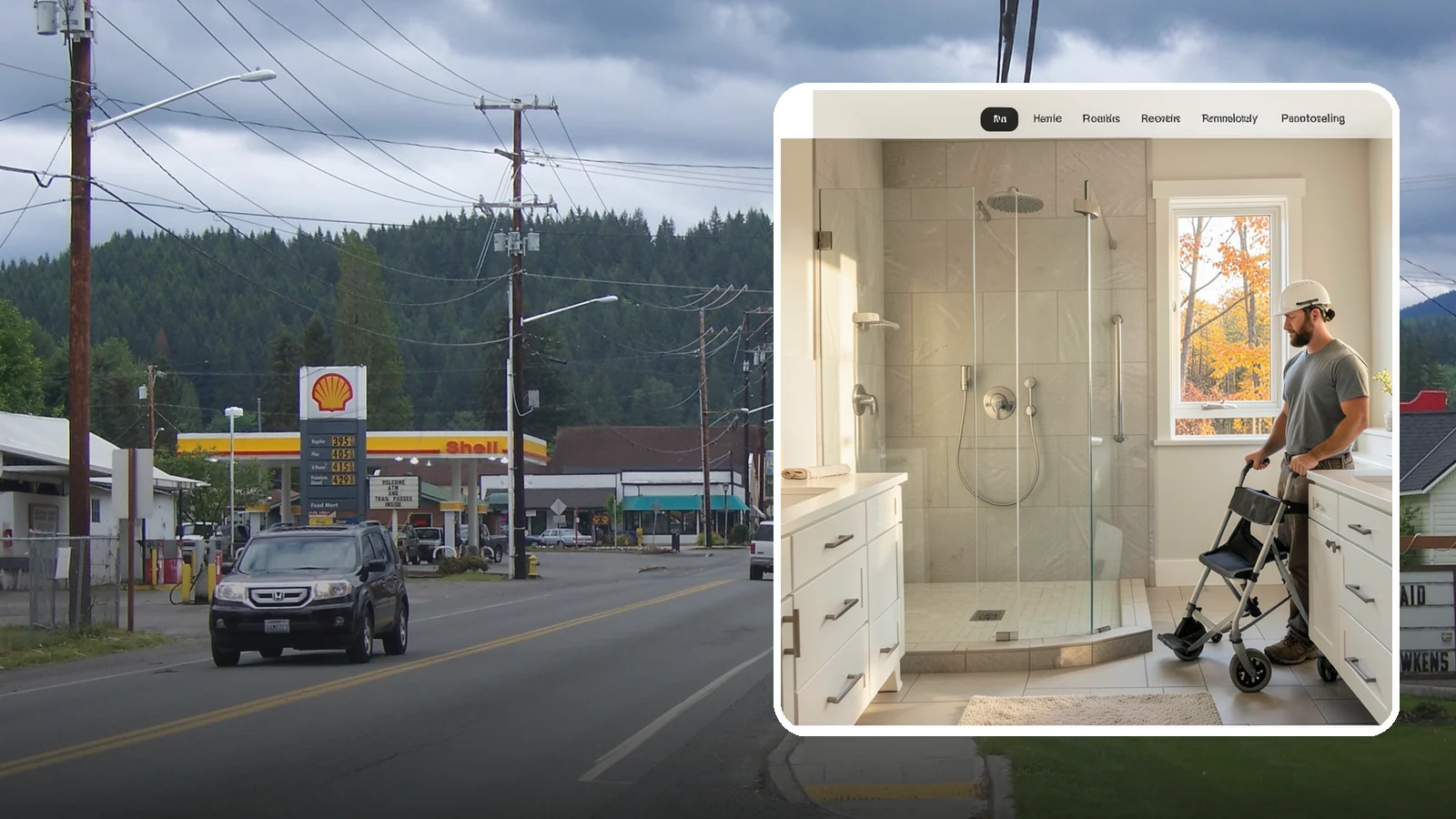 Roll-In Shower Installation in Granite Falls, Snohomish County, WA - We build curbless roll-in showers that let a wheelchair or walker enter without a single step.