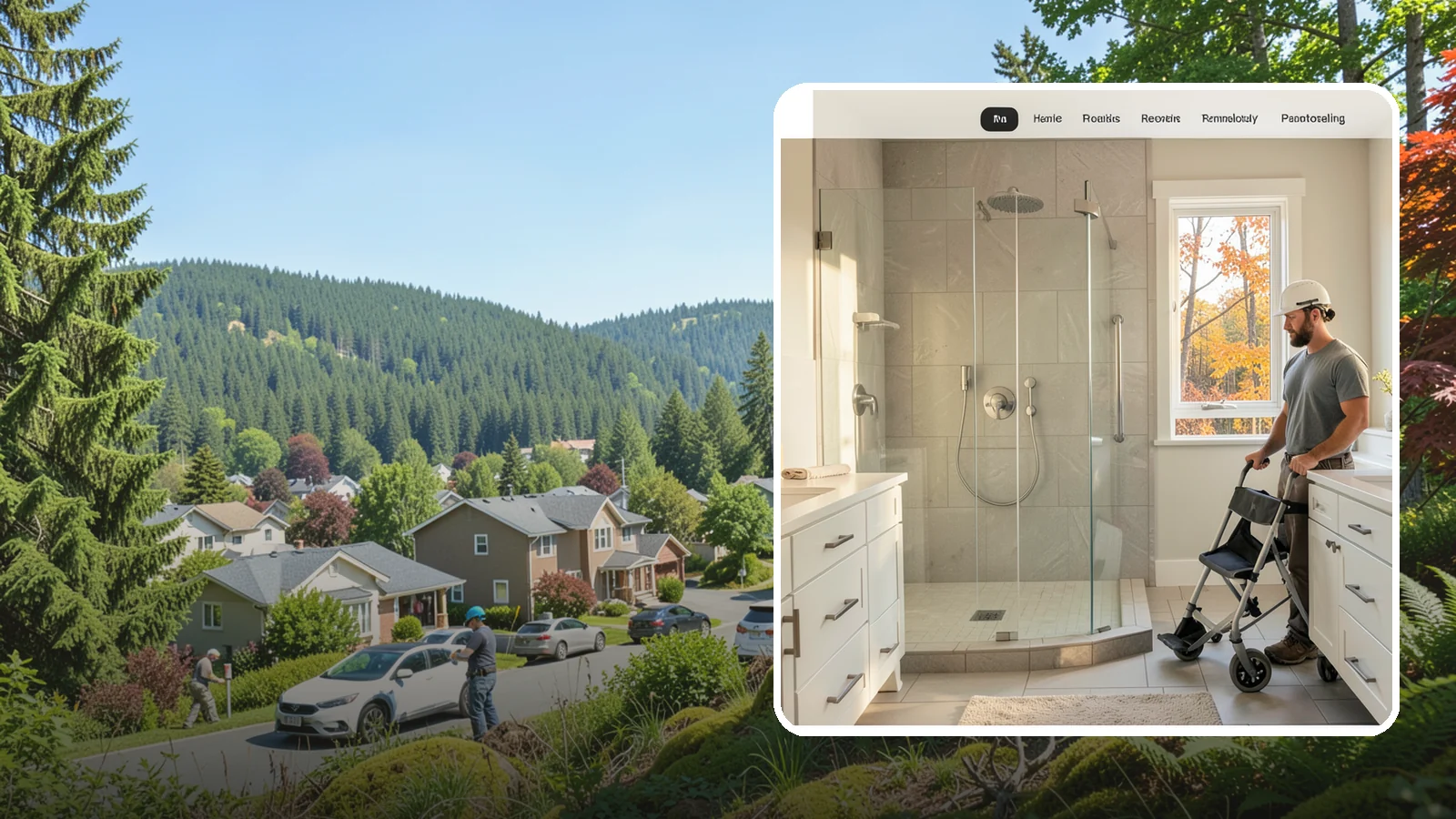 Roll-In Shower Installation in Index, Snohomish County, WA - We build curbless roll-in showers that let a wheelchair or walker enter without a single step.