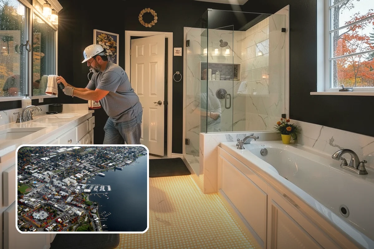 Roll-In Shower Installation in Kirkland, King County, WA - Completely curbless entry for wheelchairs and walkers