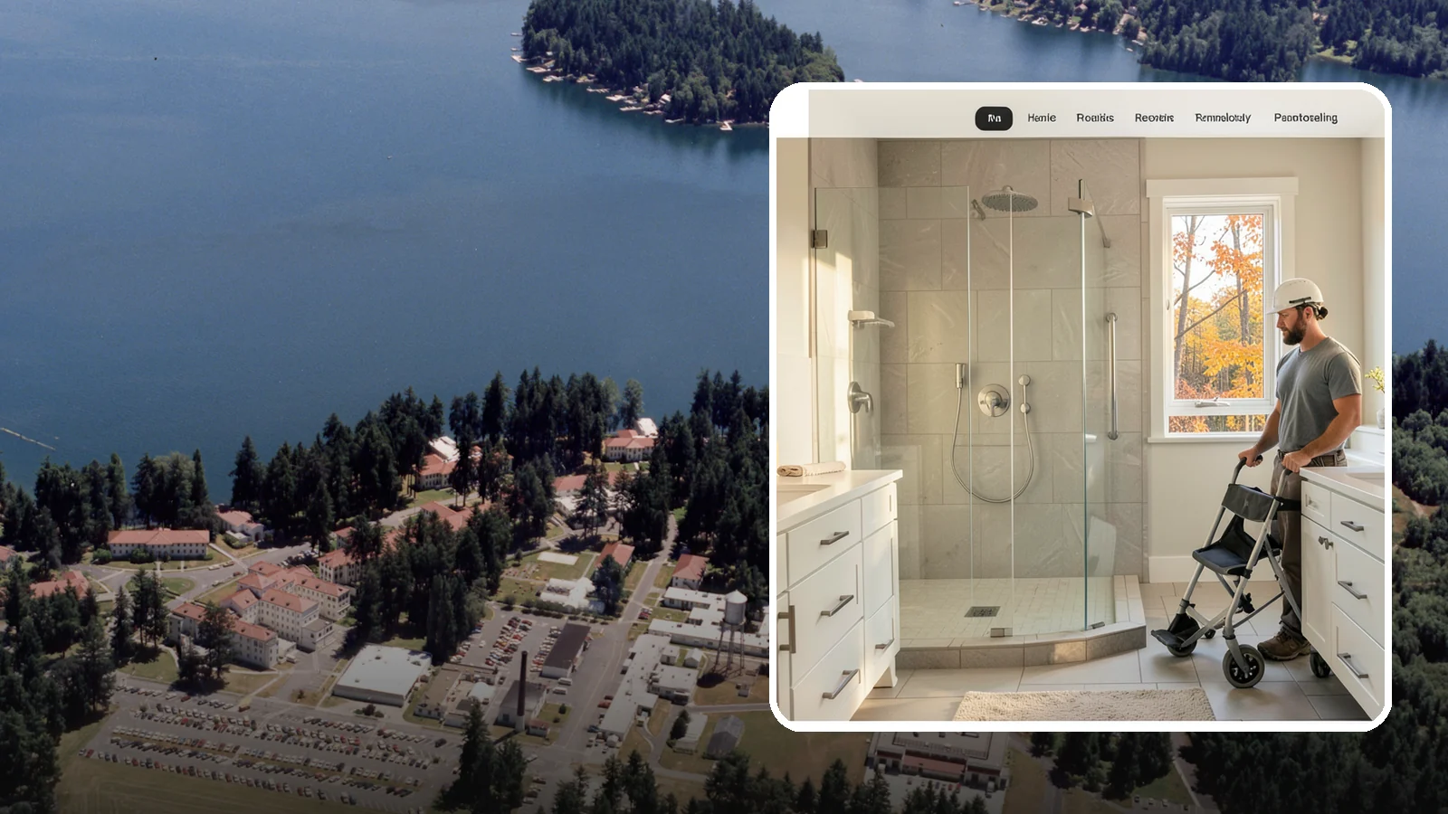 Roll-In Shower Installation in Lakewood, Pierce County, WA - We build curbless roll-in showers that let a wheelchair or walker enter without a single step.