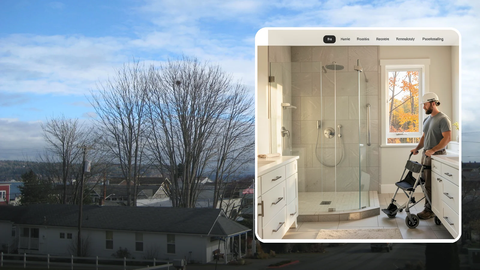 Roll-In Shower Installation in Langley, Island County, WA - We build curbless roll-in showers that let a wheelchair or walker enter without a single step.