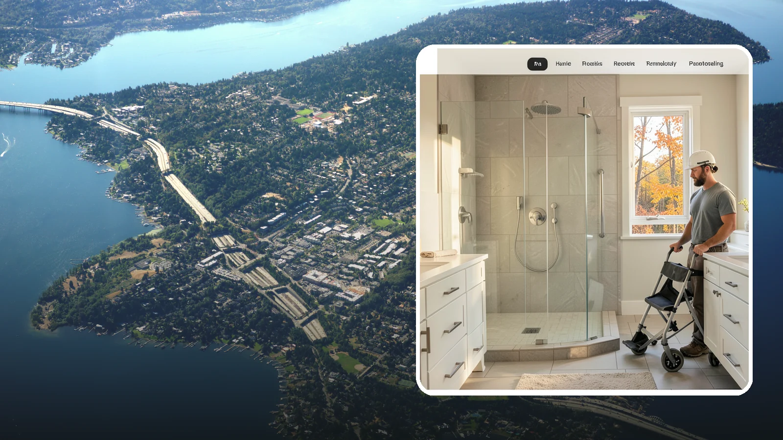Roll-In Shower Installation in Mercer Island, King County, WA - We build curbless roll-in showers that let a wheelchair or walker enter without a single step.