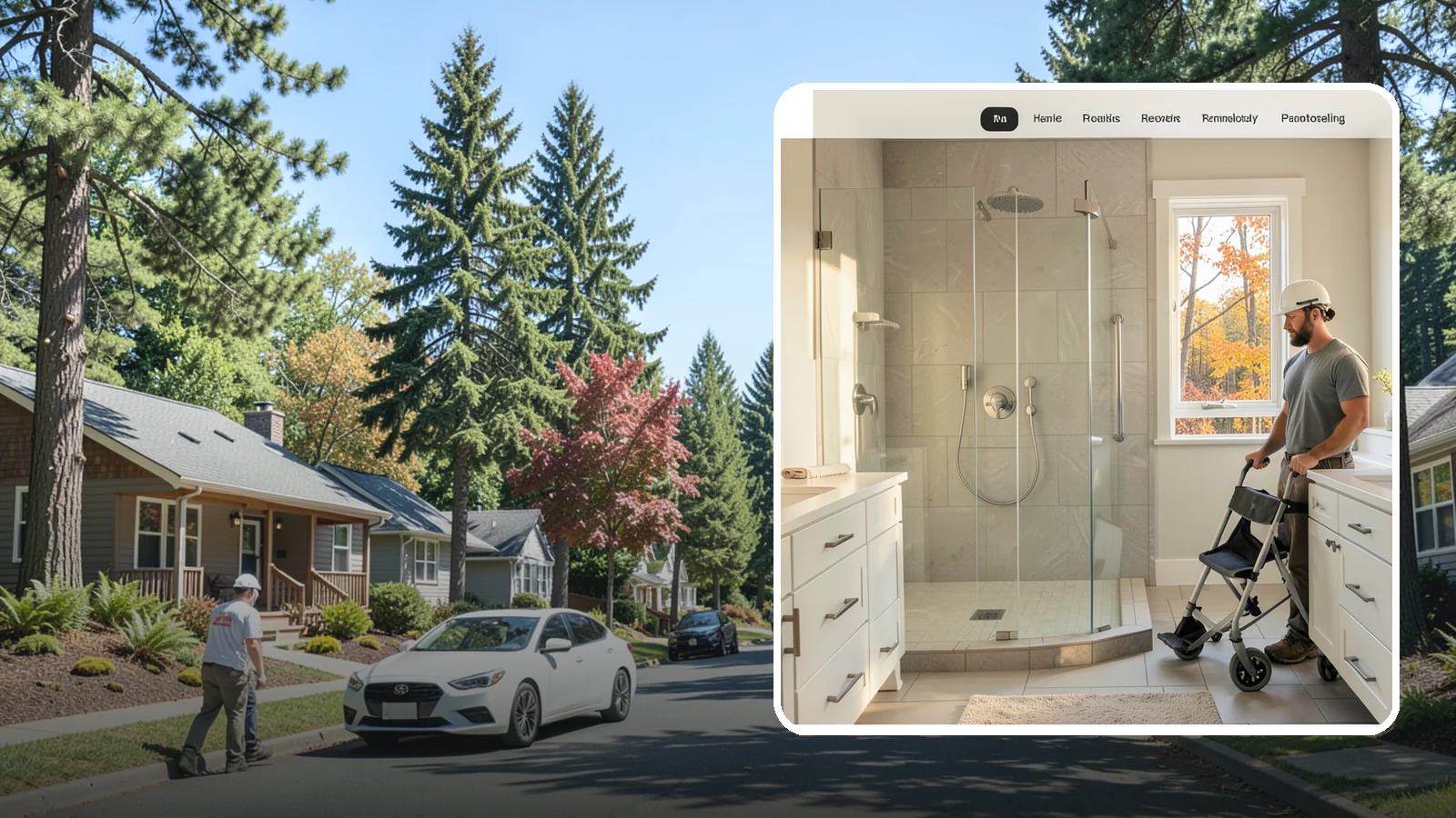 Roll-In Shower Installation in Orting, Pierce County, WA - We build curbless roll-in showers that let a wheelchair or walker enter without a single step.