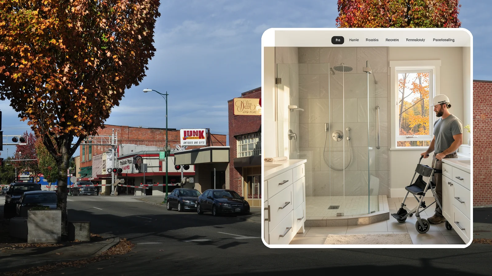 Roll-In Shower Installation in Puyallup, Pierce County, WA - We build curbless roll-in showers that let a wheelchair or walker enter without a single step.