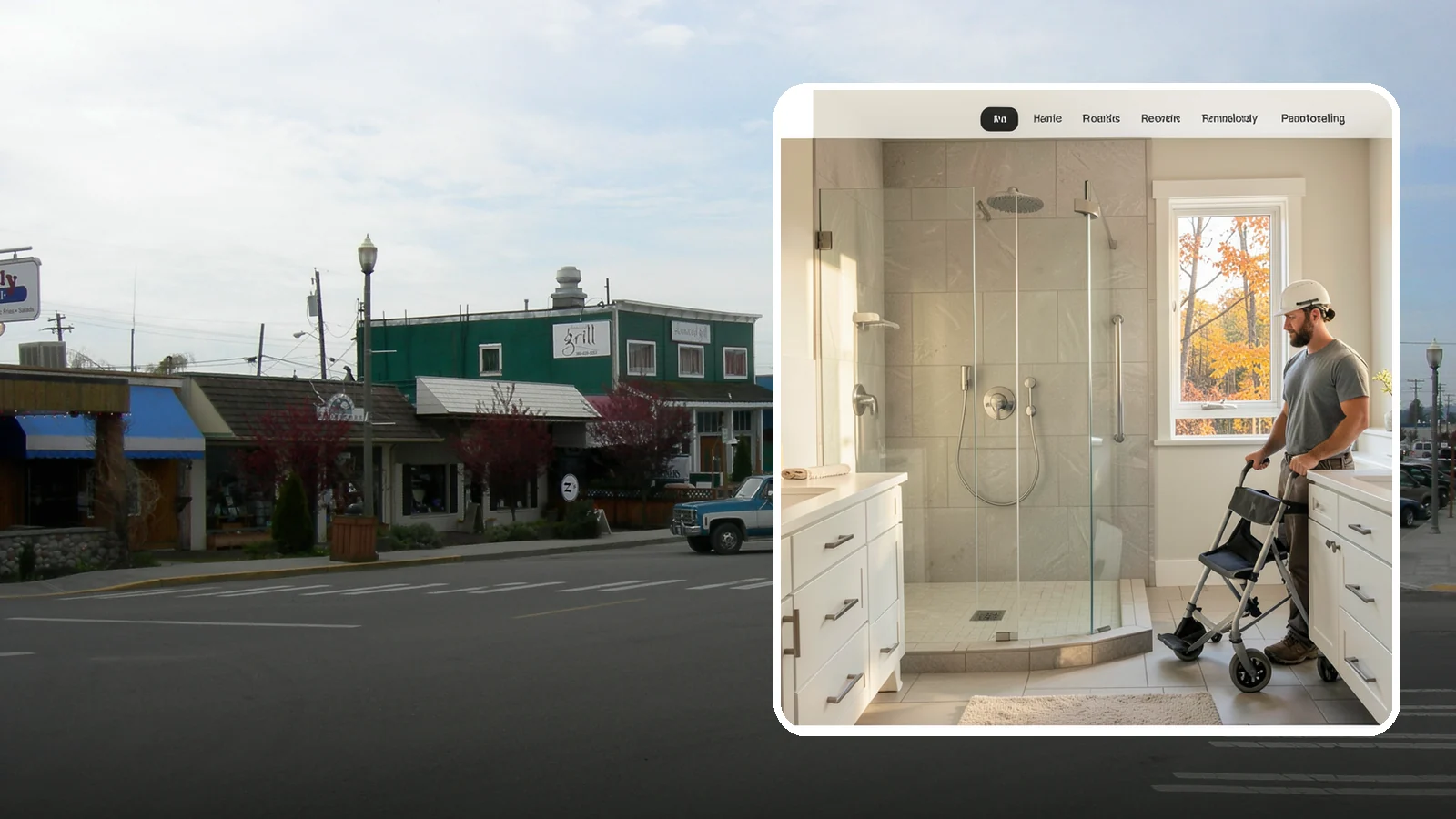 Roll-In Shower Installation in Stanwood, Snohomish County, WA - We build curbless roll-in showers that let a wheelchair or walker enter without a single step.