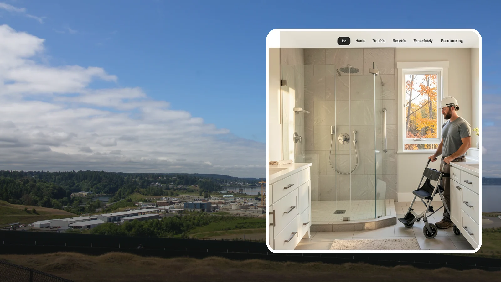 Roll-In Shower Installation in University Place, Pierce County, WA - We build curbless roll-in showers that let a wheelchair or walker enter without a single step.