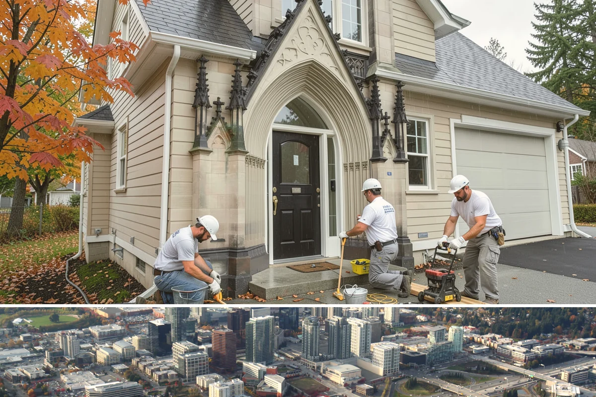 Roof Decking Installation in Bellevue, King County, WA - Dry conditions are important so exposed decking stays protected before the roofing goes on.