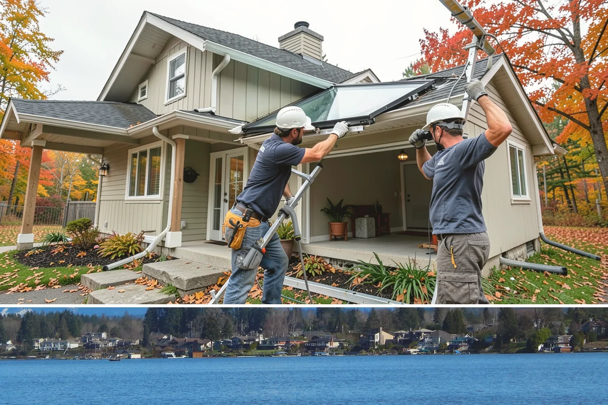 Roof Framing in Lake Stevens, Snohomish County, WA - Framing in drier weather keeps lumber protected and the schedule moving toward a dried-in roof.