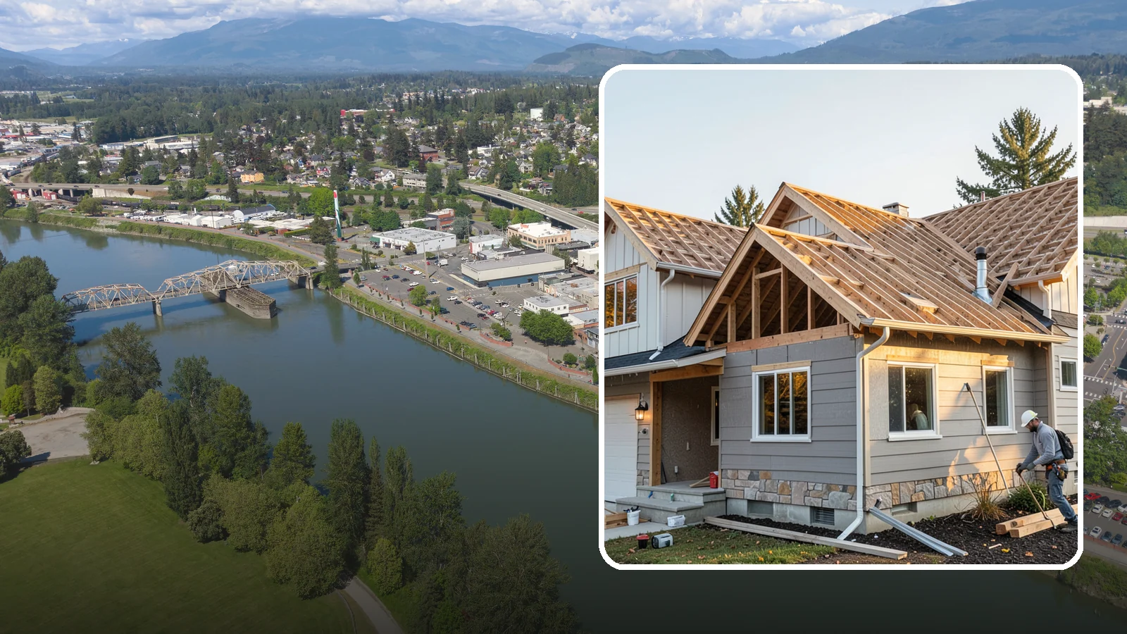 Roof Framing in Mount Vernon, Skagit County, WA - Structural roof framing engineered to carry Northwest rain, wind, and snow loads on new builds and additions.