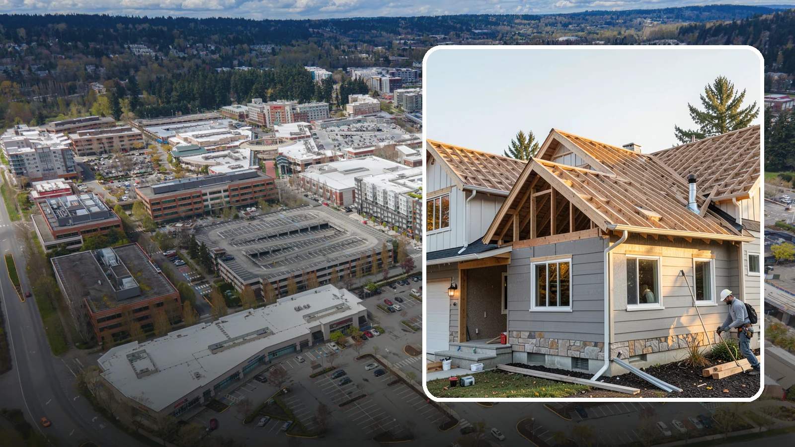 Roof Framing in Redmond, King County, WA - Structural roof framing engineered to carry Northwest rain, wind, and snow loads on new builds and additions.