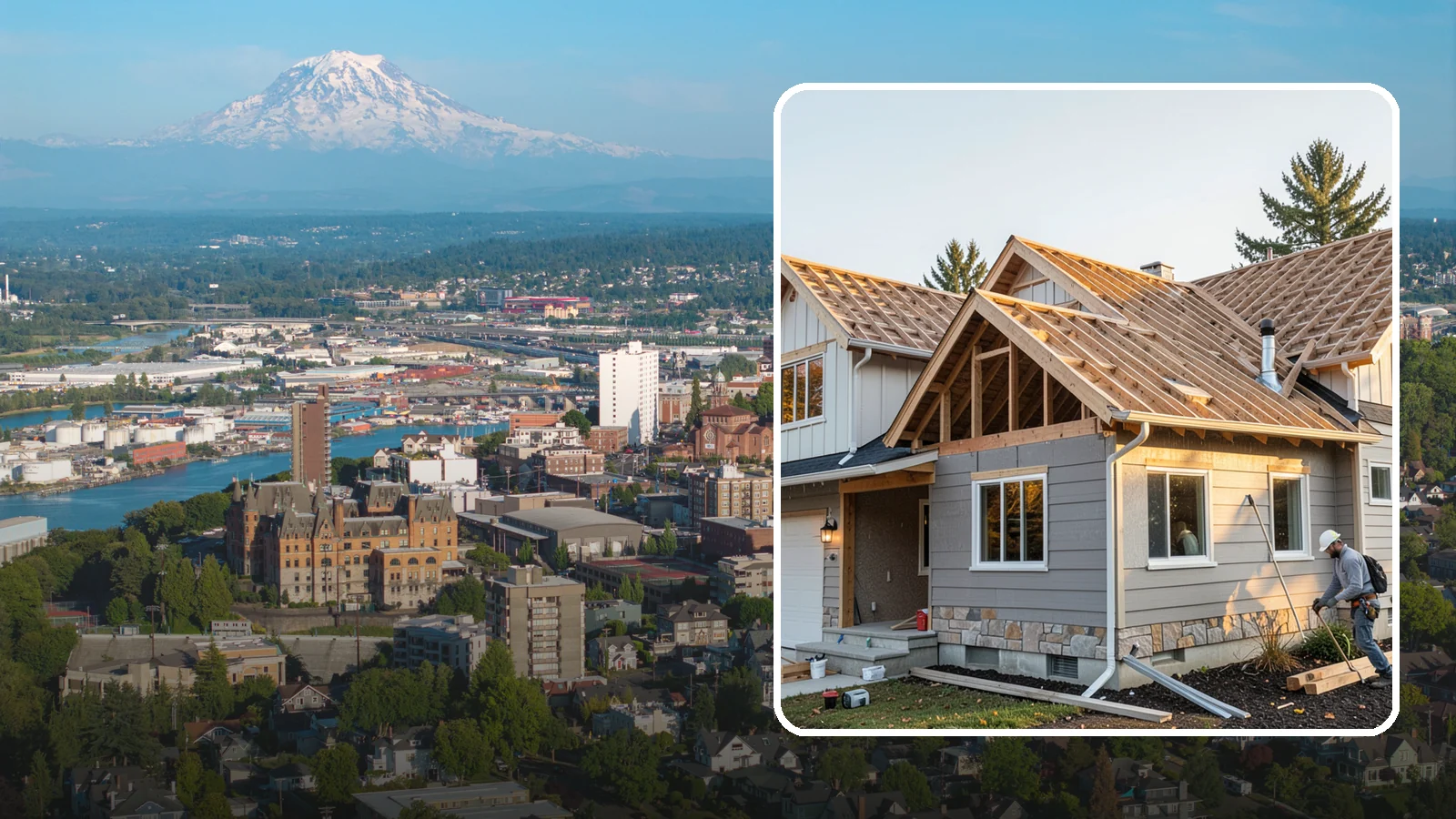 Roof Framing in Tacoma, Pierce County, WA - Structural roof framing engineered to carry Northwest rain, wind, and snow loads on new builds and additions.