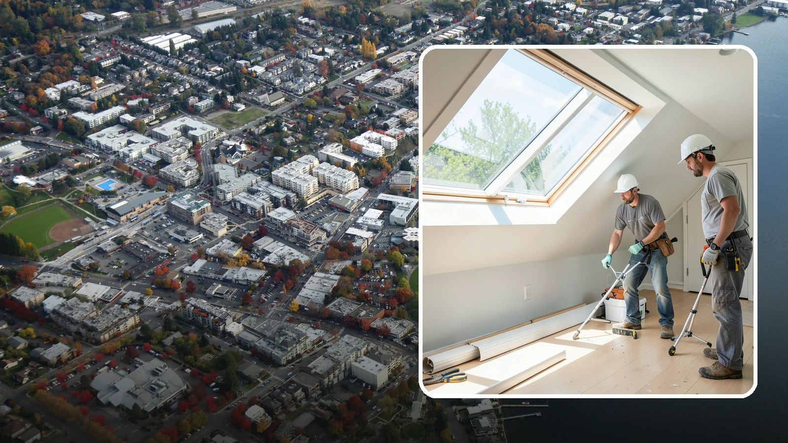 Roof Window Installation in Kirkland, King County, WA - Larger roof windows that turn attics and top-floor rooms into bright, livable spaces.